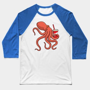 Octopus with Drink Baseball T-Shirt